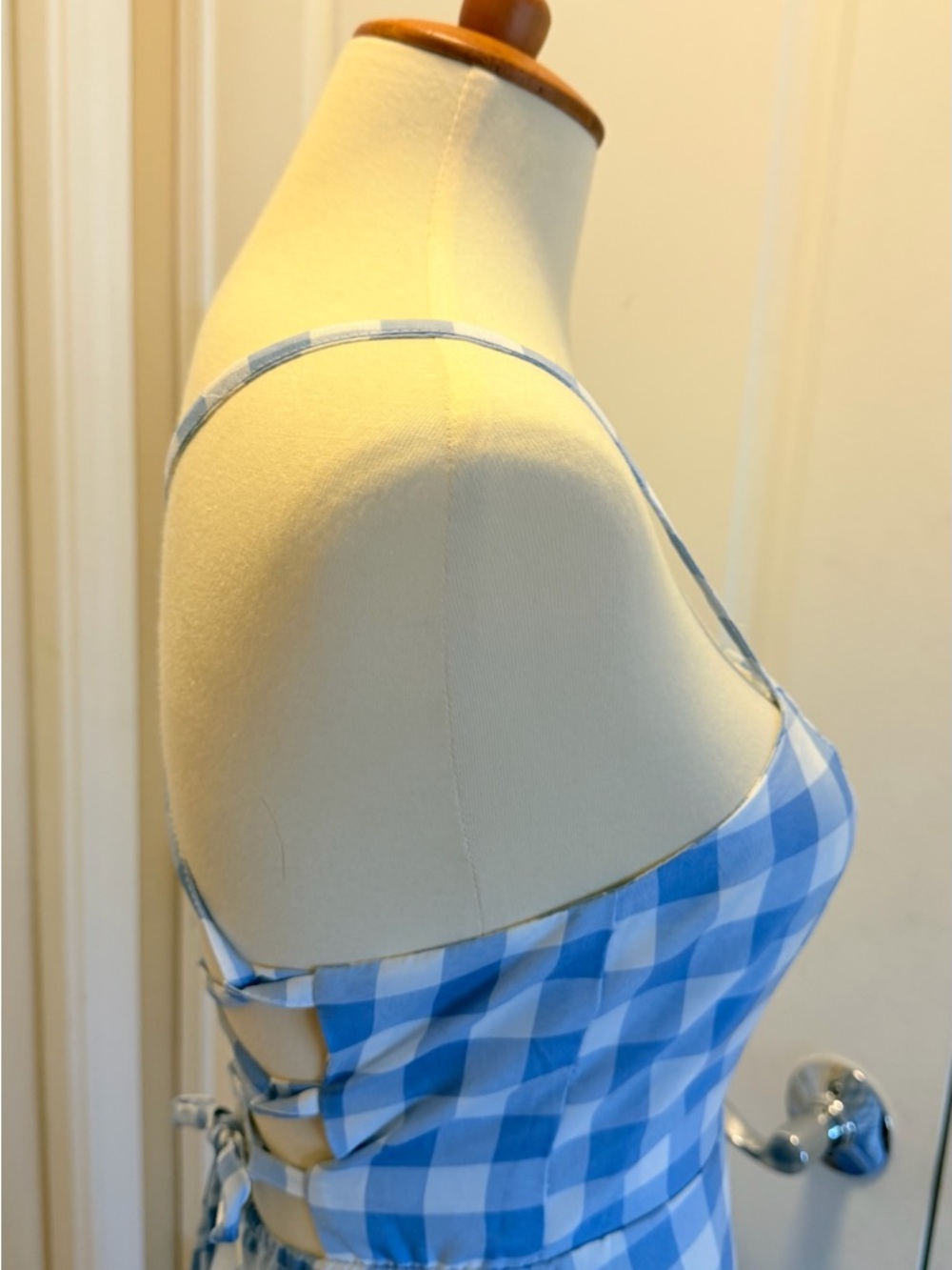 Blue Gingham Spaghetti-Strap Maxi Dress - Picture 6 of 9